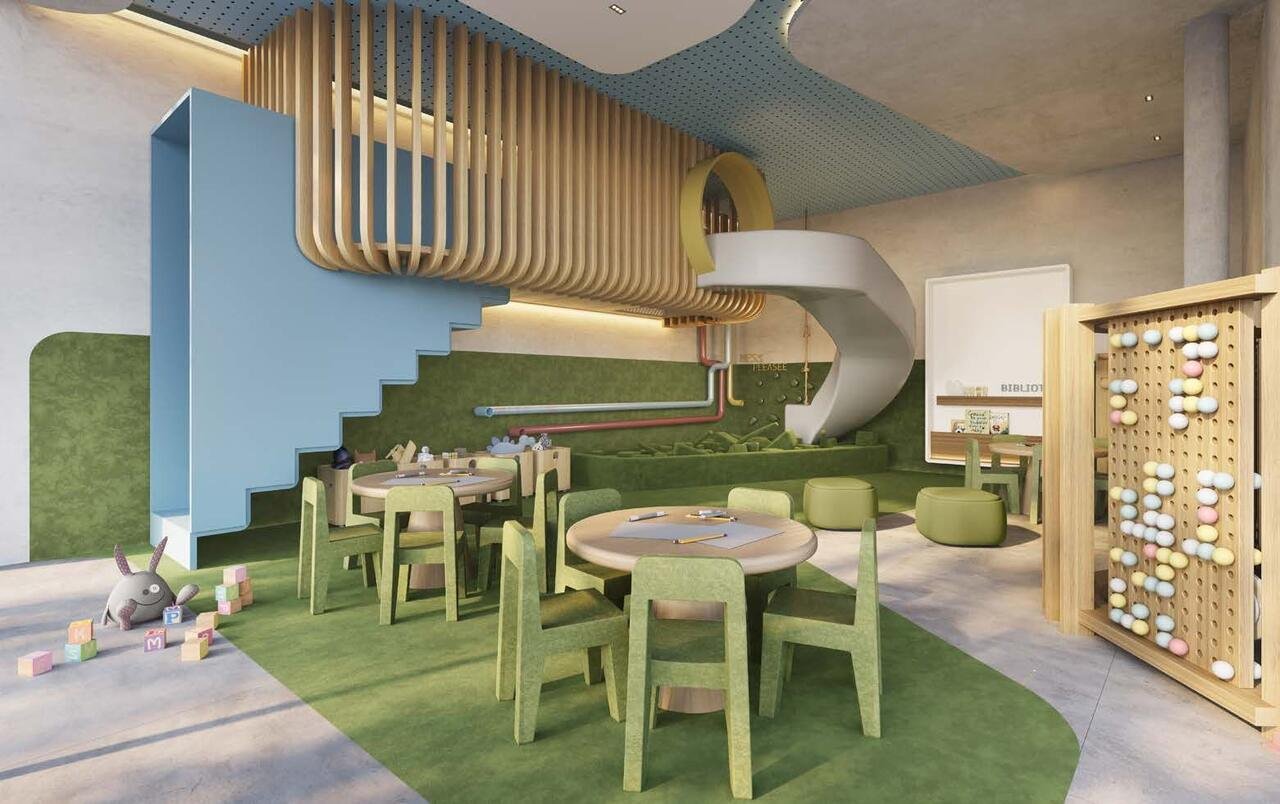 Brinquedoteca climatizada com biblioteca infantil