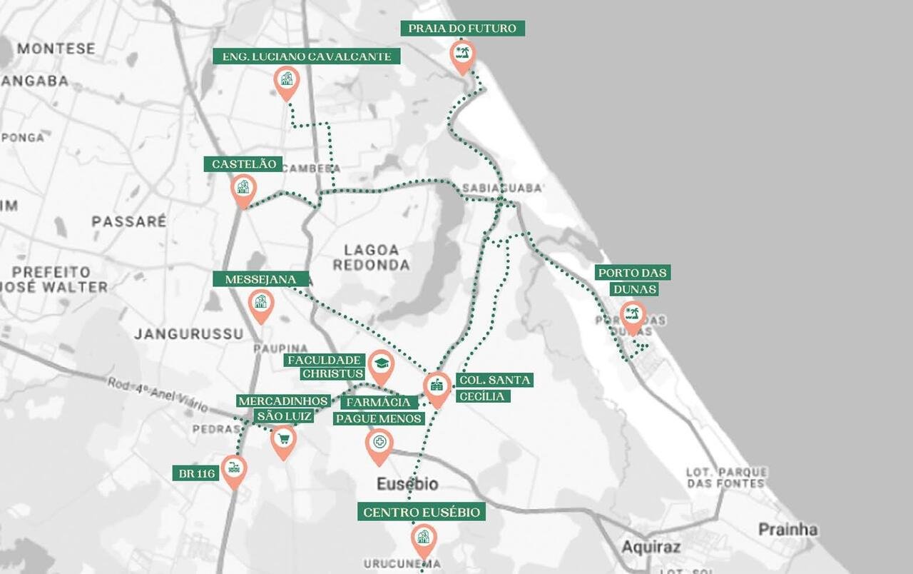 Mapa de localização do BS Botanic Eusébio às margens da CE-010